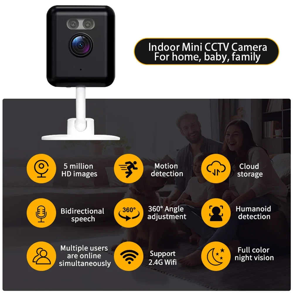 5MP WiFi Indoor Mini Security Camera with Color Night Vision and Two-Way Audio