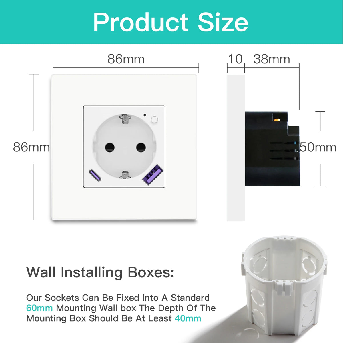 Wi-Fi Wall Socket with USB-C Charging - Options