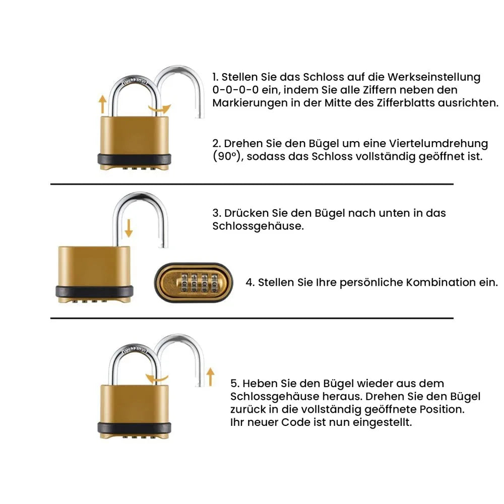 Number Lock, Resettable 4-Digit Combination Padlock, Waterproof and Heavy Duty, Number Combination Lock, 2 Pieces