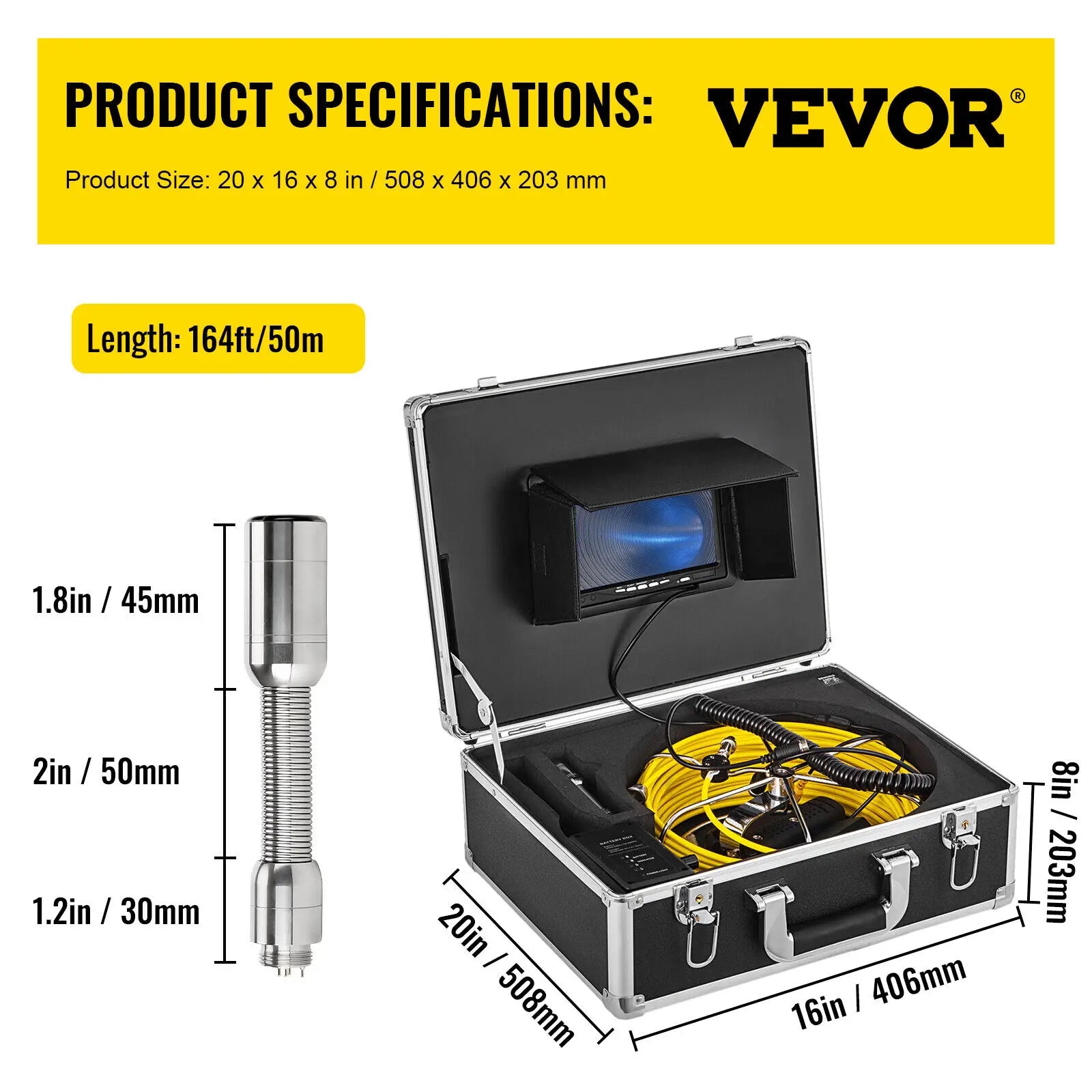 Pipe Inspection Video Camera with 7/9in Monitor and DVR