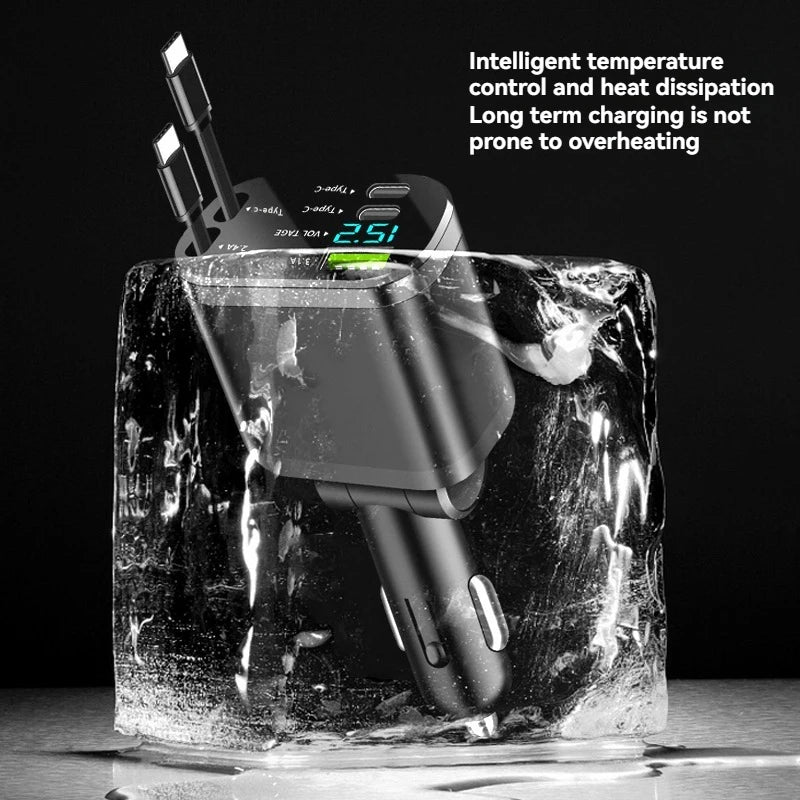 Car Charger with Retractable Cable
