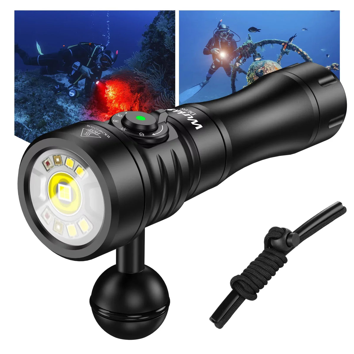 DL08 Rechargeable Dive Light with Red and UV Modes