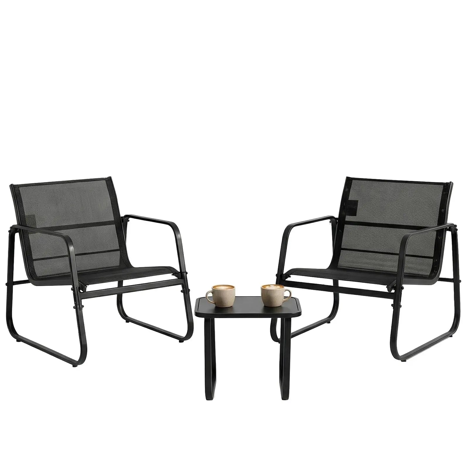 3-Piece Outdoor Patio Furniture Set with Metal Frame & Mesh Seats