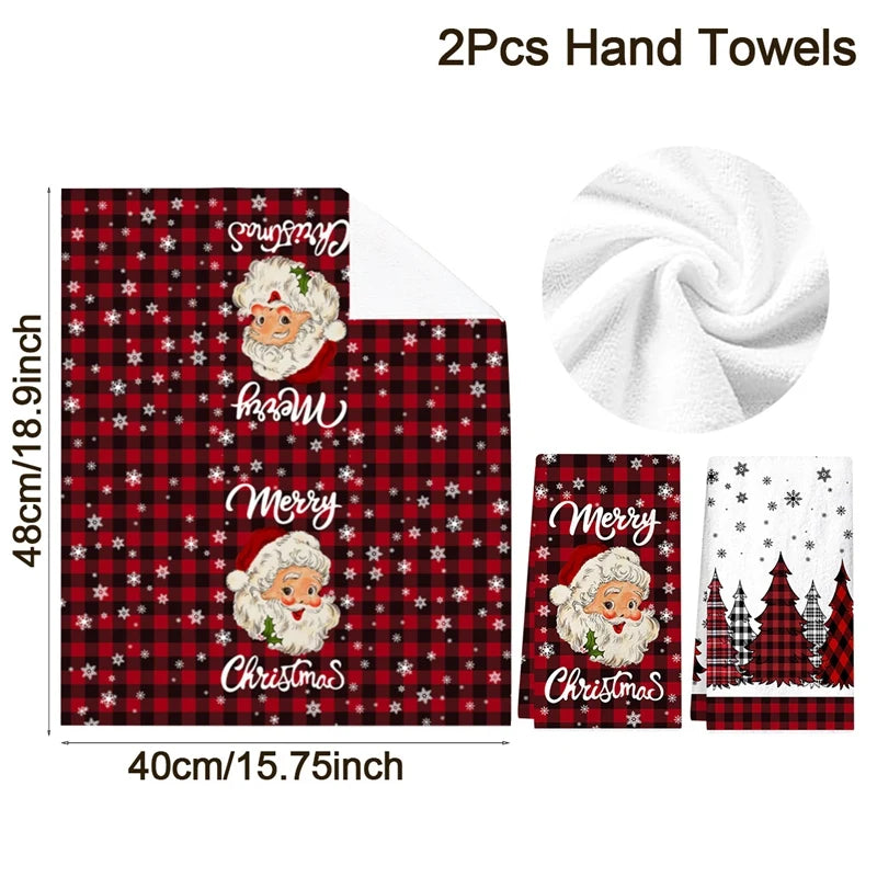 2pcs Christmas Kitchen Towels Merry Christmas Party Decoration 2025 Xmas Santa Claus Dish Towel Navidad Natal New Year Gift 2026 