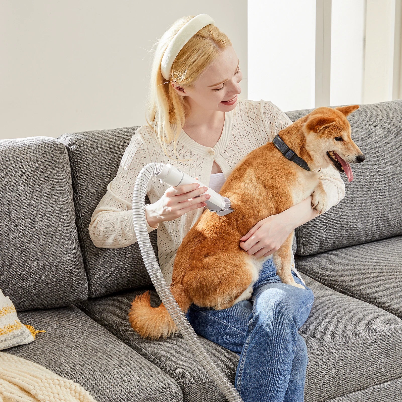 2.5L Pet Grooming Vacuum Kit with 5 Tools & Low Noise Clippers