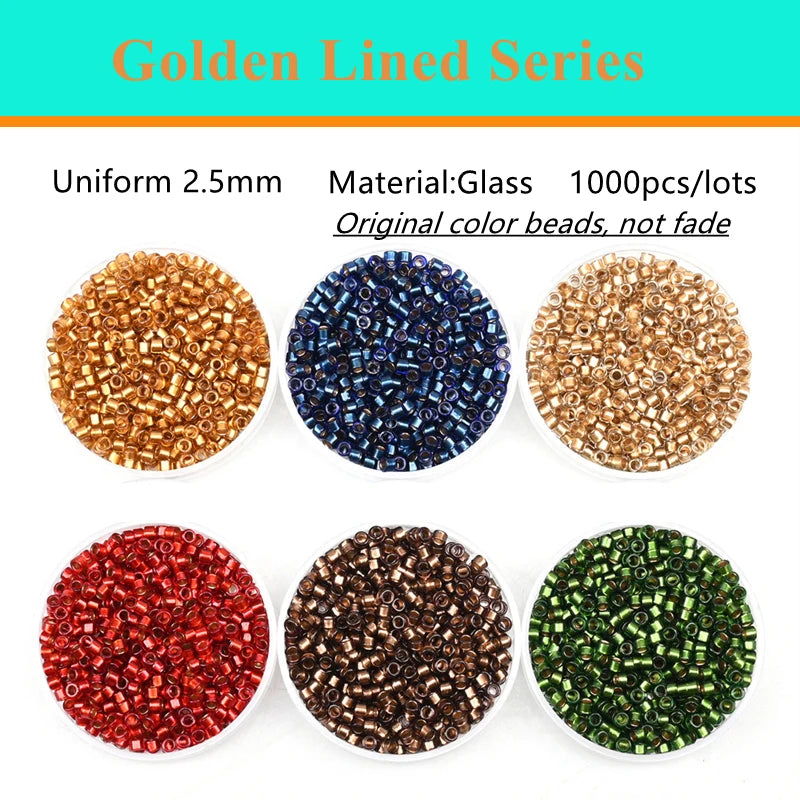 2,5 mm Glasperlen mit goldfarbenen Zentrums – 1000 Stück