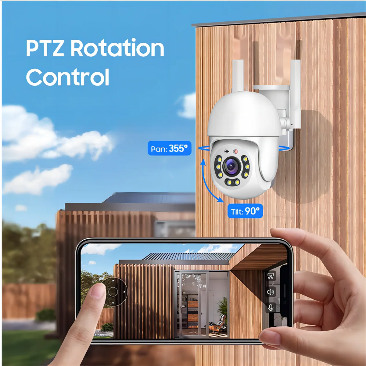 4MP PTZ WiFi Security Camera Outdoor IP66 Waterproof Dual-Band