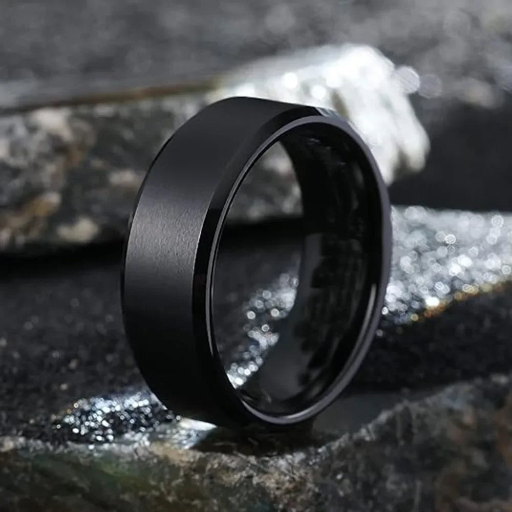 Stainless Steel Rings for Men, Colors: Black Golden Silvery Color, US Sizes 6-13, Men's Simple Band Rings 