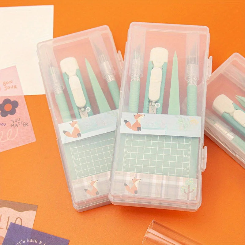 DIY Scrapbooking Tool Kit with Carving Knife, Tweezers and Mat