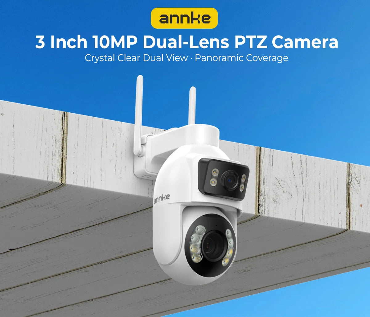 10MP Dual Lens PTZ WiFi Security Camera with 12X Optical Zoom and Color Night Vision