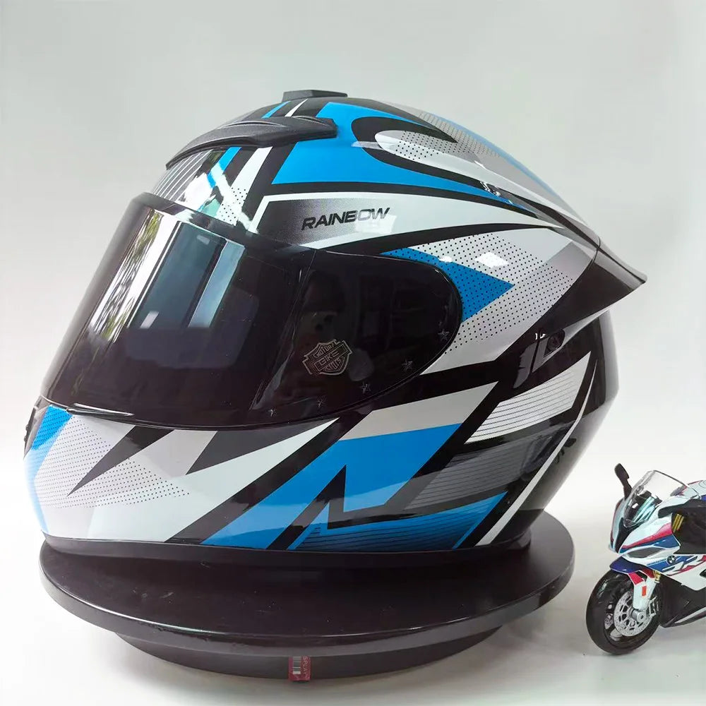 Full Face Racing Motorcycle Helmet with Anti-Fog Vintage Style