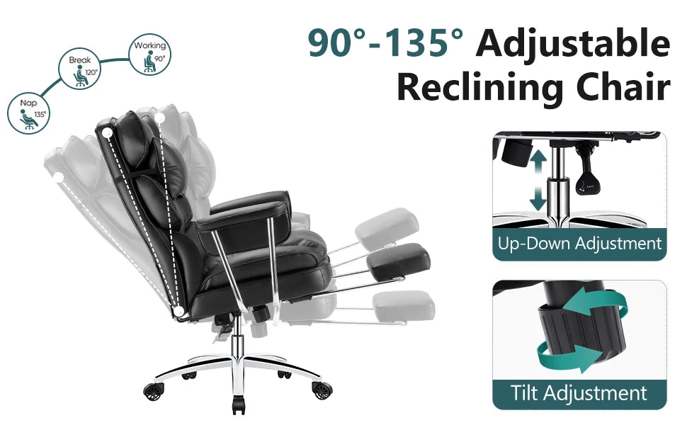 Ergonomic Office Chair with Footrest, Lumbar Support & Recline