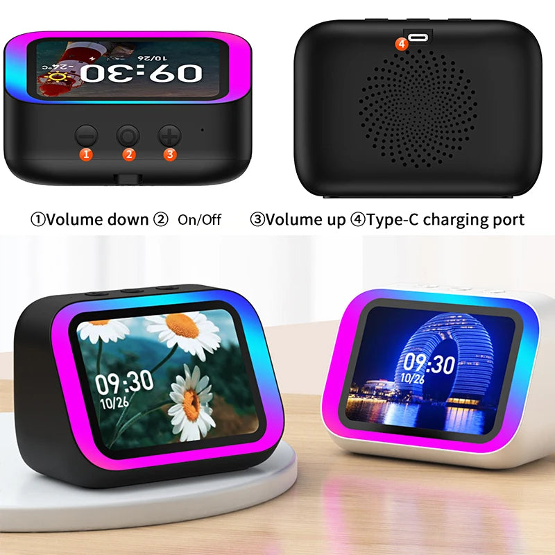 Bluetooth Alarm Clock with Speaker and Photo Display