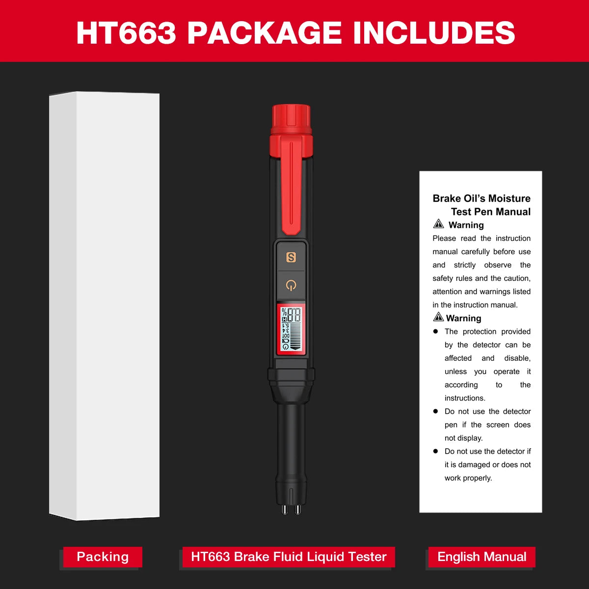 3-Colors Backlight Portable Digital Brake Fluid Tester Accurate Auto Car Brake Oil Tester Sound Light Alarm DOT3 DOT4 DOT5.1