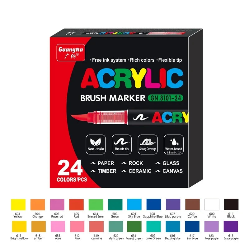 36-farvede akrylmærkepenne