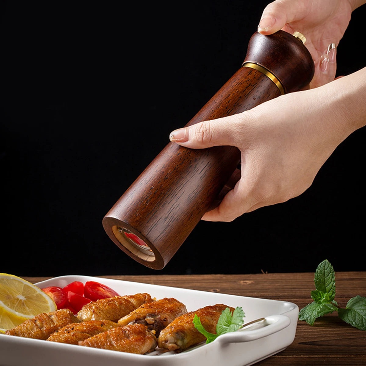 Wooden Salt and Pepper Mill with Adjustable Ceramic Grinder