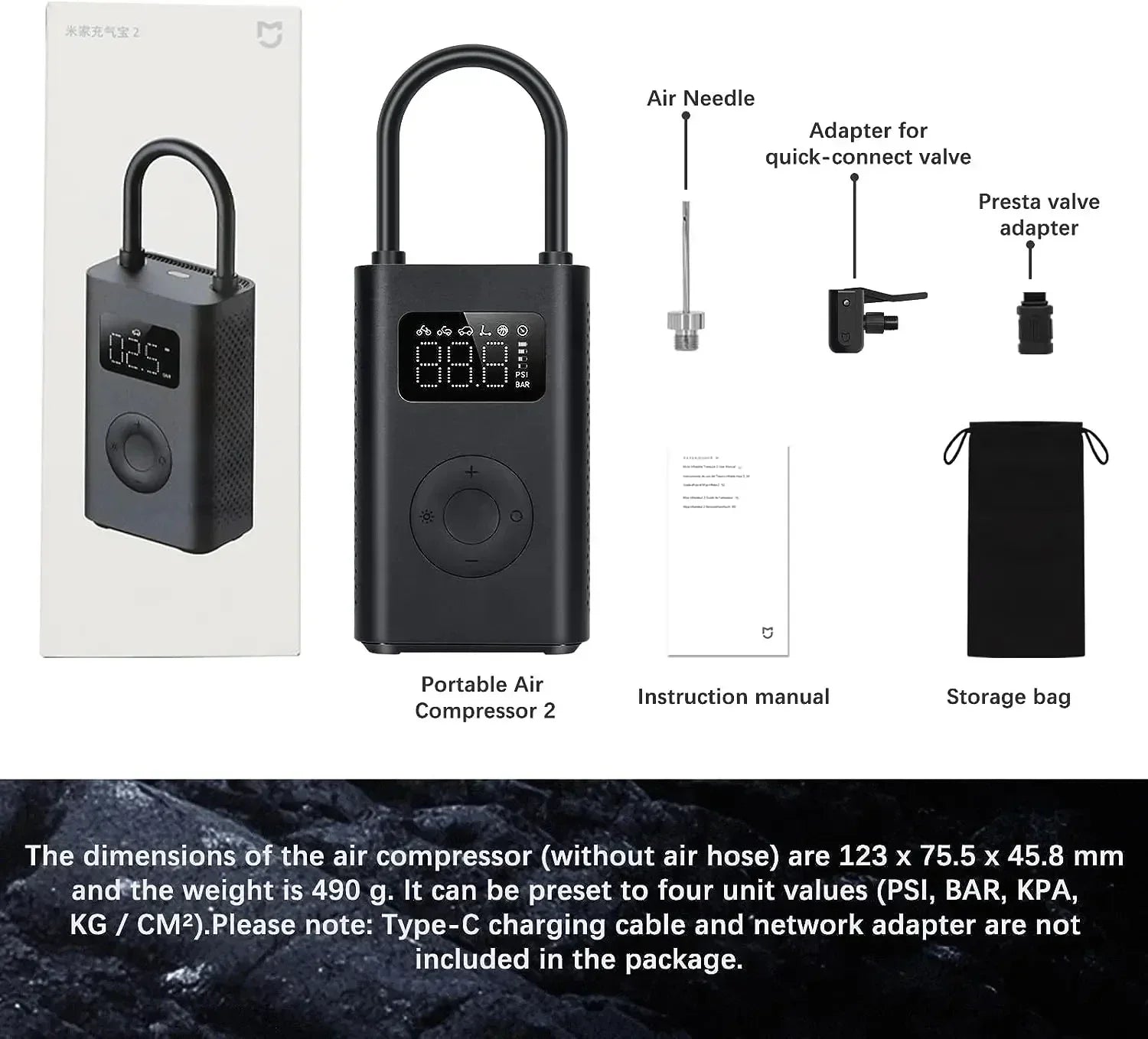 Přenosný digitální kompresor na pneumatiky Xiaomi Portable Air Compressor 2