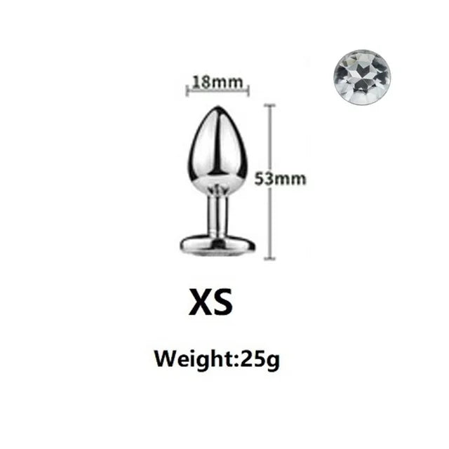 Small Size Metal Anal Beads Butt Plug Mini Rainbow Rose gold Butt Plug Crystal Jewelry Trainer Anal Dildo Masturbation Sex Toy 