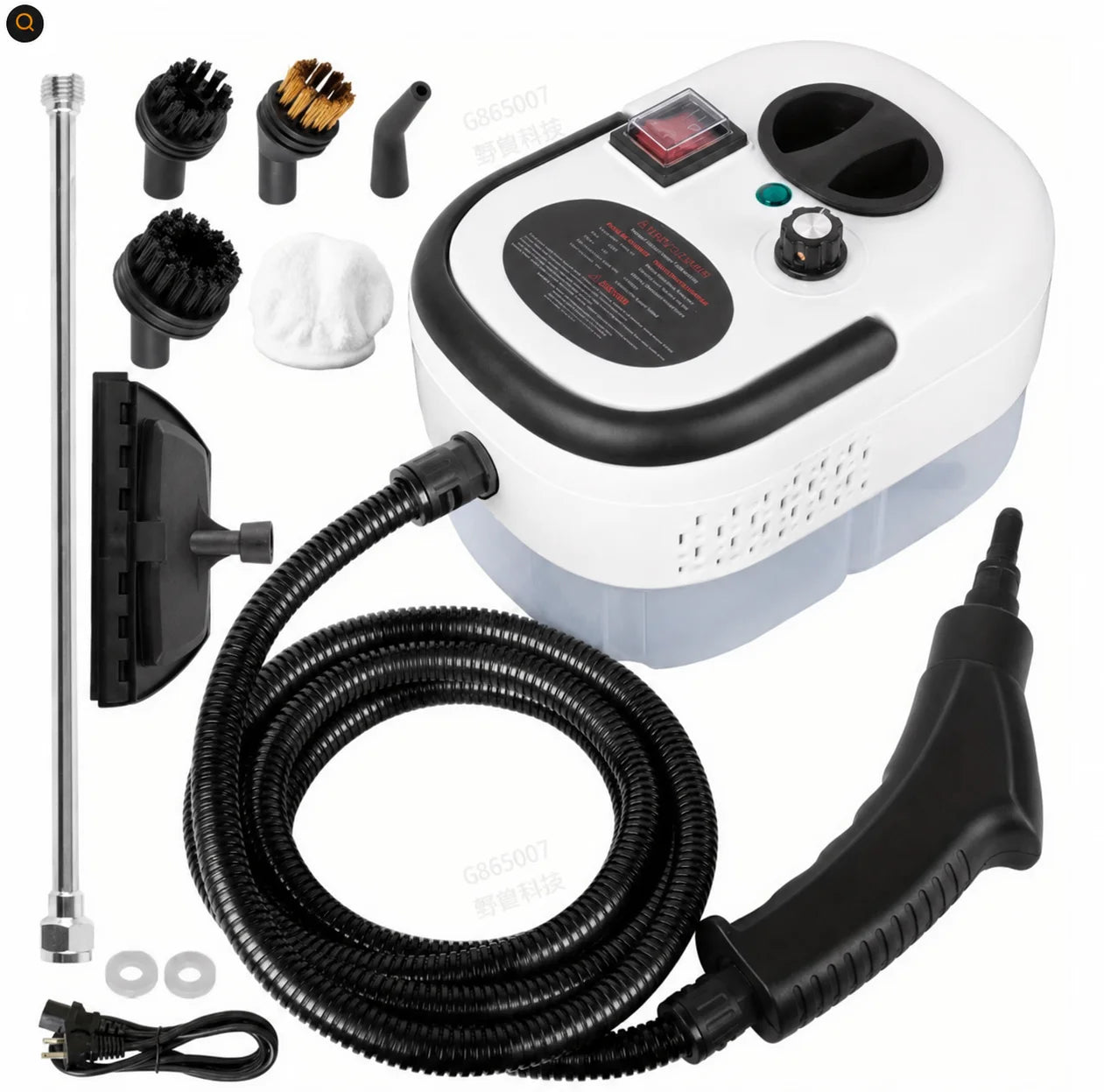 2500W Handheld Steam Cleaner with 1200ml Tank and Accessories