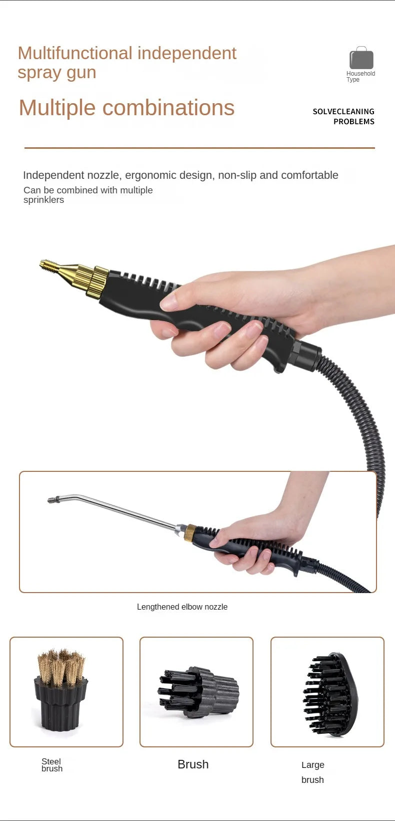 2500W Portable Steam Cleaner High Temperature Sterilization Pressure Jet Washer Machine for Home Car Kitchen Air Conditioner 