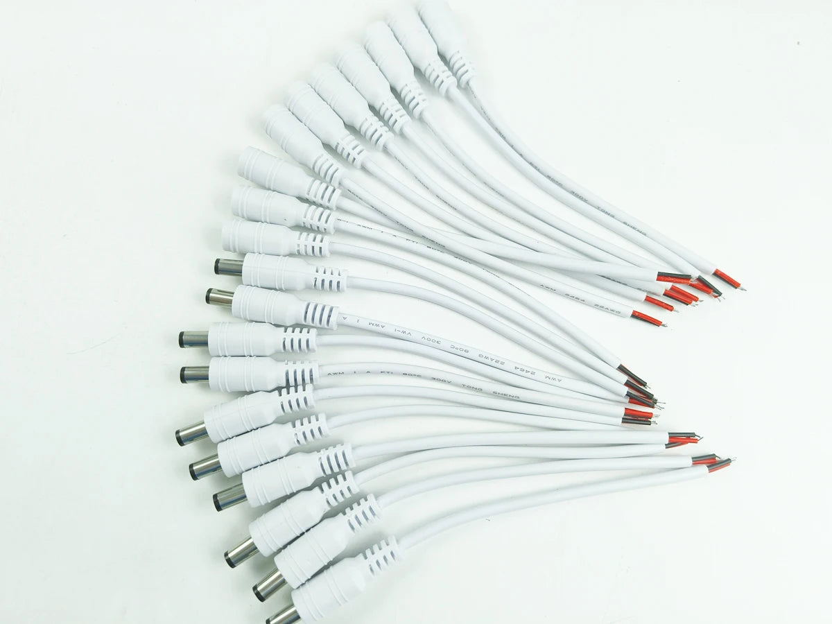 1/5/10 Pcs 5.5x2.1mm DC Male Female Power Plug Cable Wire Jack Adapter Connector for CCTV Single Color 3528 5050 LED Tape Light 