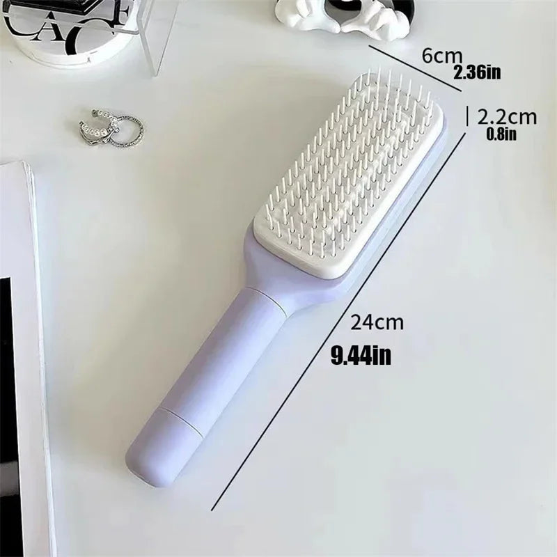 Automatic Cleaning Rotating Lifting Comb Self Cleaning Hairbrush Rotating Retractable Anti Static Massage Comb Scalp Hair Comb 