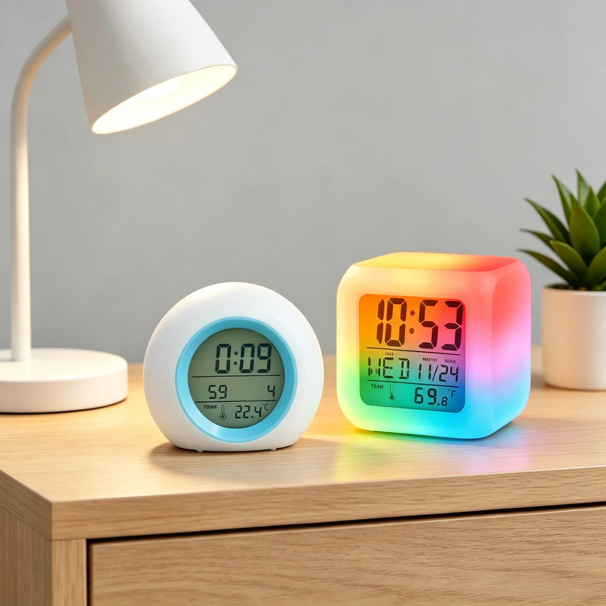 Digital Bedside Alarm Clock - Battery Options