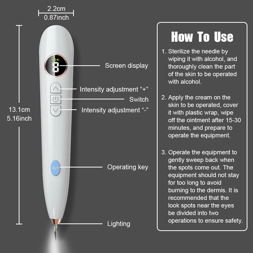 Miniaturowe urządzenie plazmowe do usuwania piegów i brodawek skórnych
