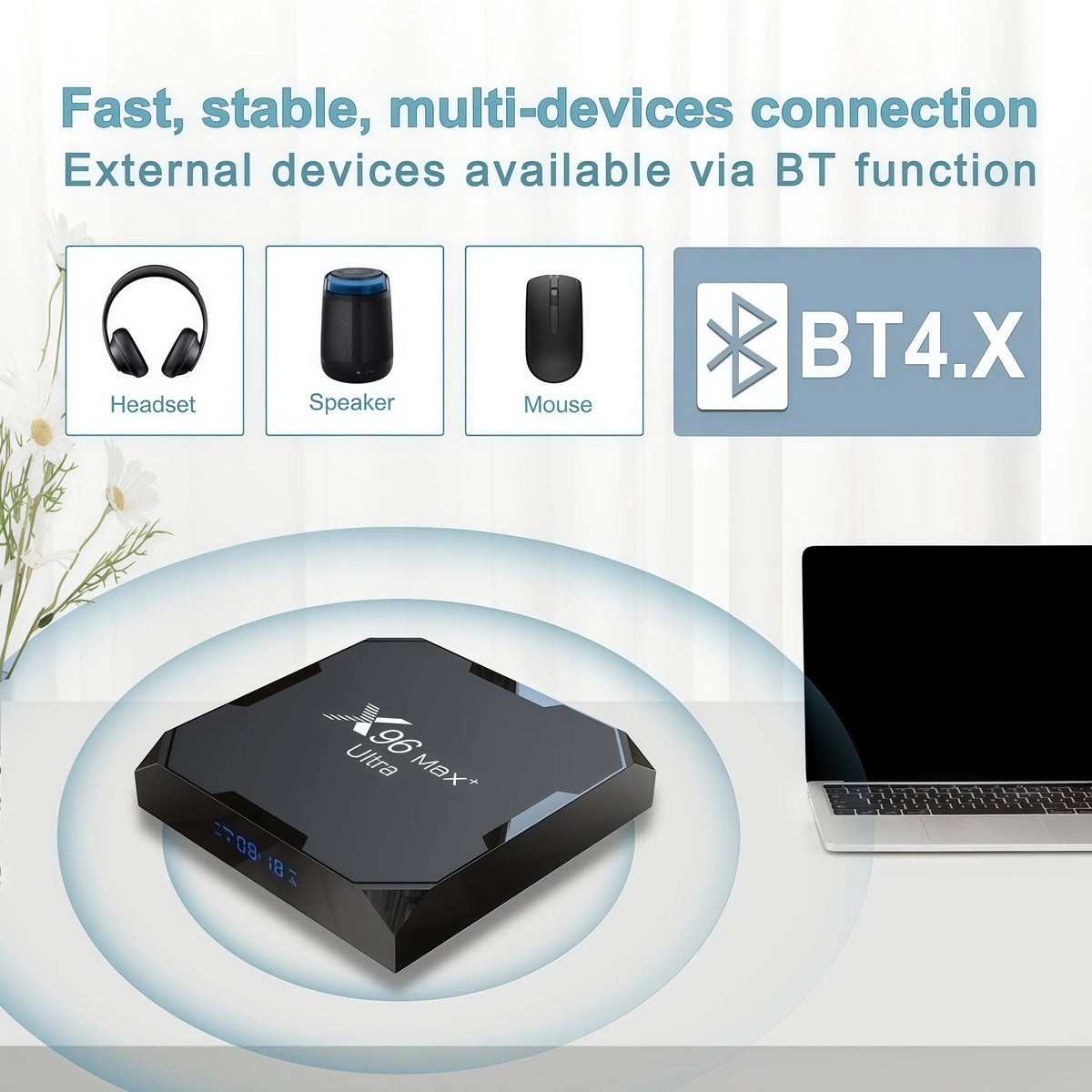 X96 Max+Ultra Android 11 TV Box Amlogic S905X4 4GB RAM 64GB ROM 8K Decoding AV1 Codec Dual WiFi 2.4G&5G BT4.0 USB3.0 HDR10+ Media Player Smart Set Top Box Decodificador