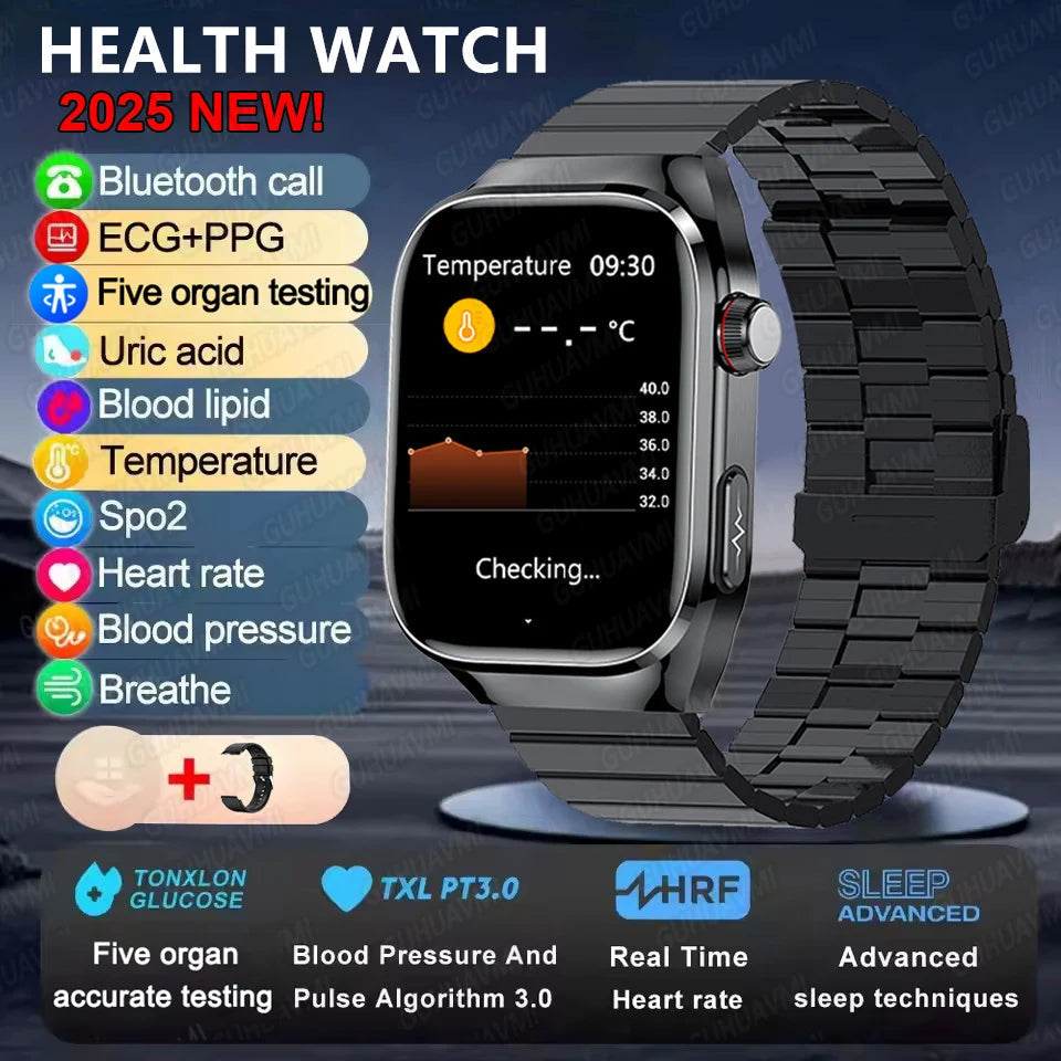 2025New Micro Physical Examination Smart Watch For Men Uric Acid Body Fat Five Organ Health Watches Bluetooth Call SmartBracelet 