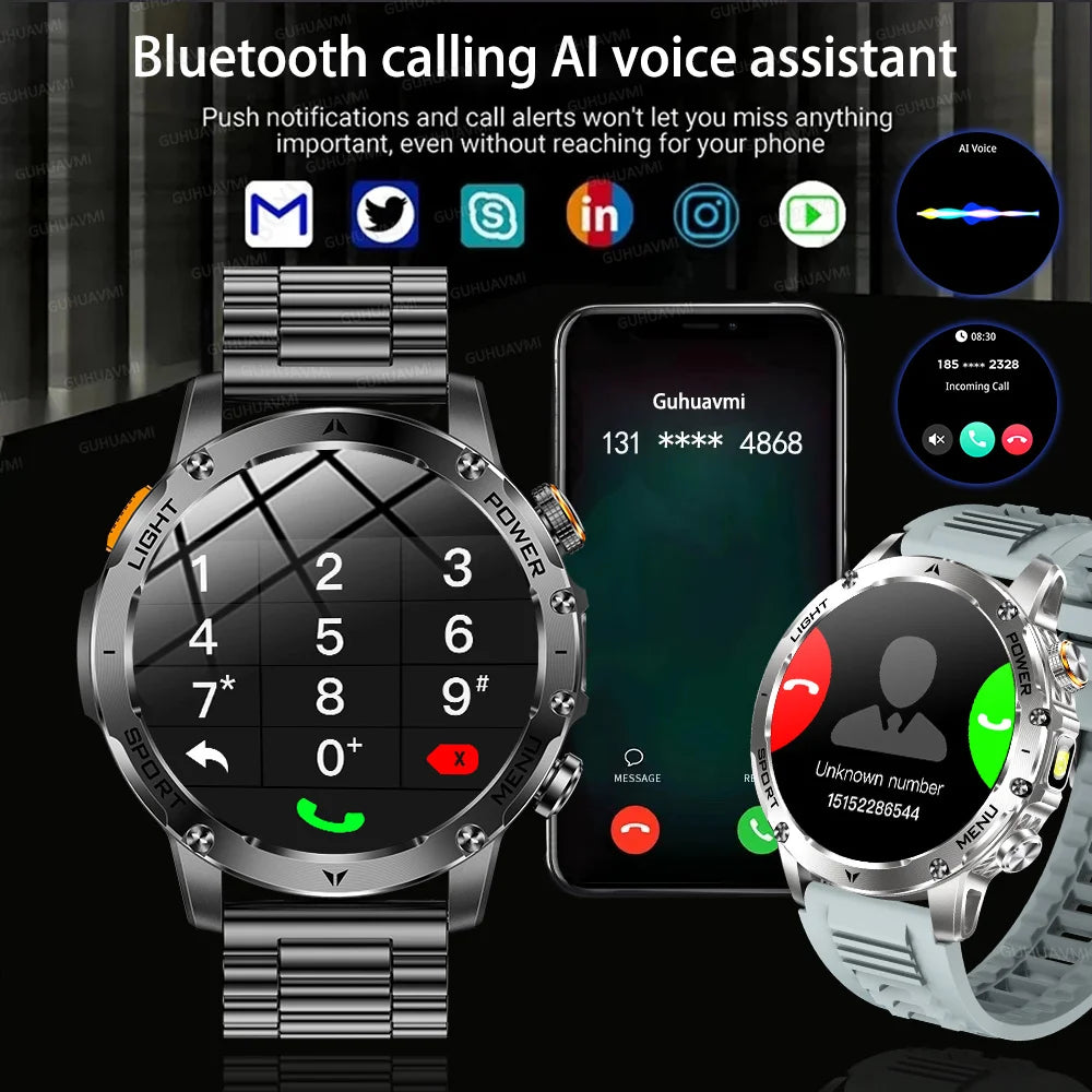 1,7-Inch Bluetooth Bel Smartwatch met Buitenverlichting