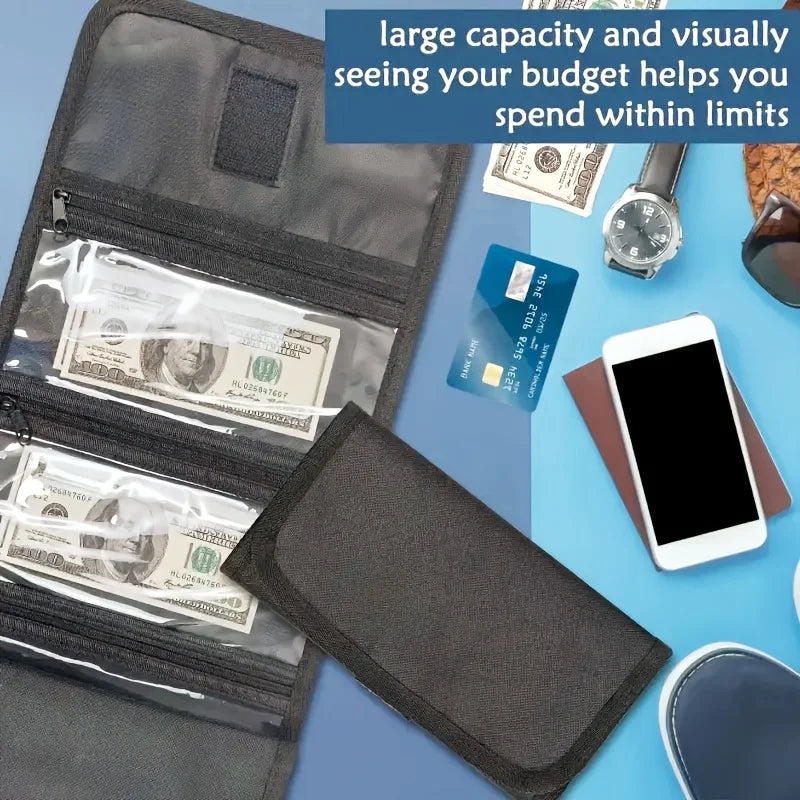 Organizer per contanti con sei tasche con cerniera