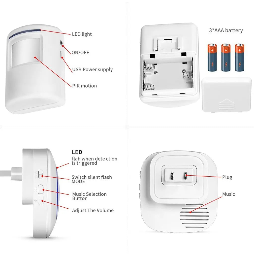 Wireless PIR Entrance Chime with Receiver