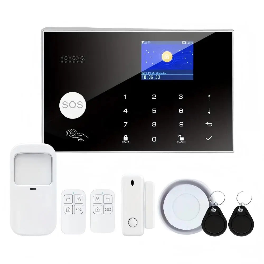 Tugard Tuya Okos Otthon Betörésvédelmi Riasztó, WIFI GSM Biztonsági Rendszer, PIR mozgásérzékelő és ajtó/ablak-érzékelő, mobileszköz-vezérlés, kompatibilis Alexa