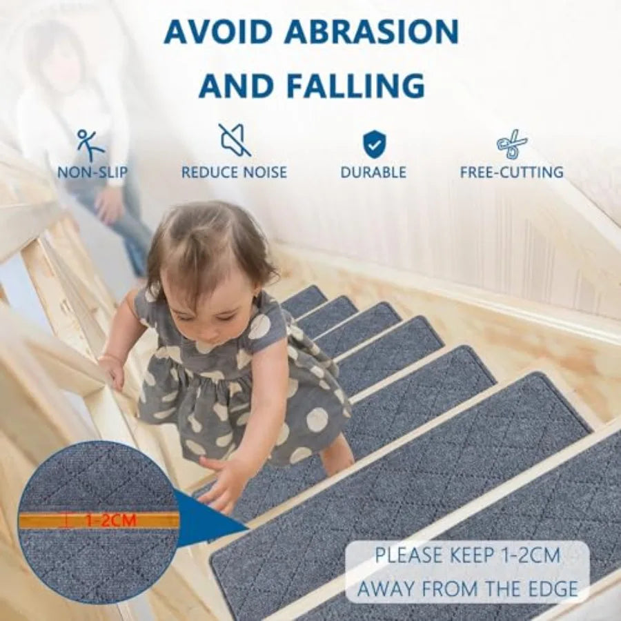 Non Slip Carpet Stair Treads 5 Pack for Safer Wooden Steps