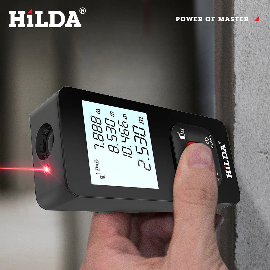 HILDA Laser Distance 50M/100M/120M Rangefinder Profesional Meter Laser Range Finder Ruler Test Tool 