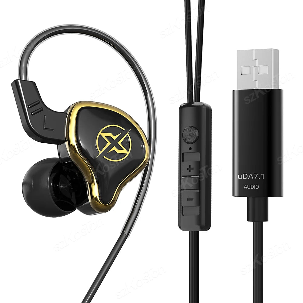 USB Gaming Earphones with Microphone and 2.5 m Cable