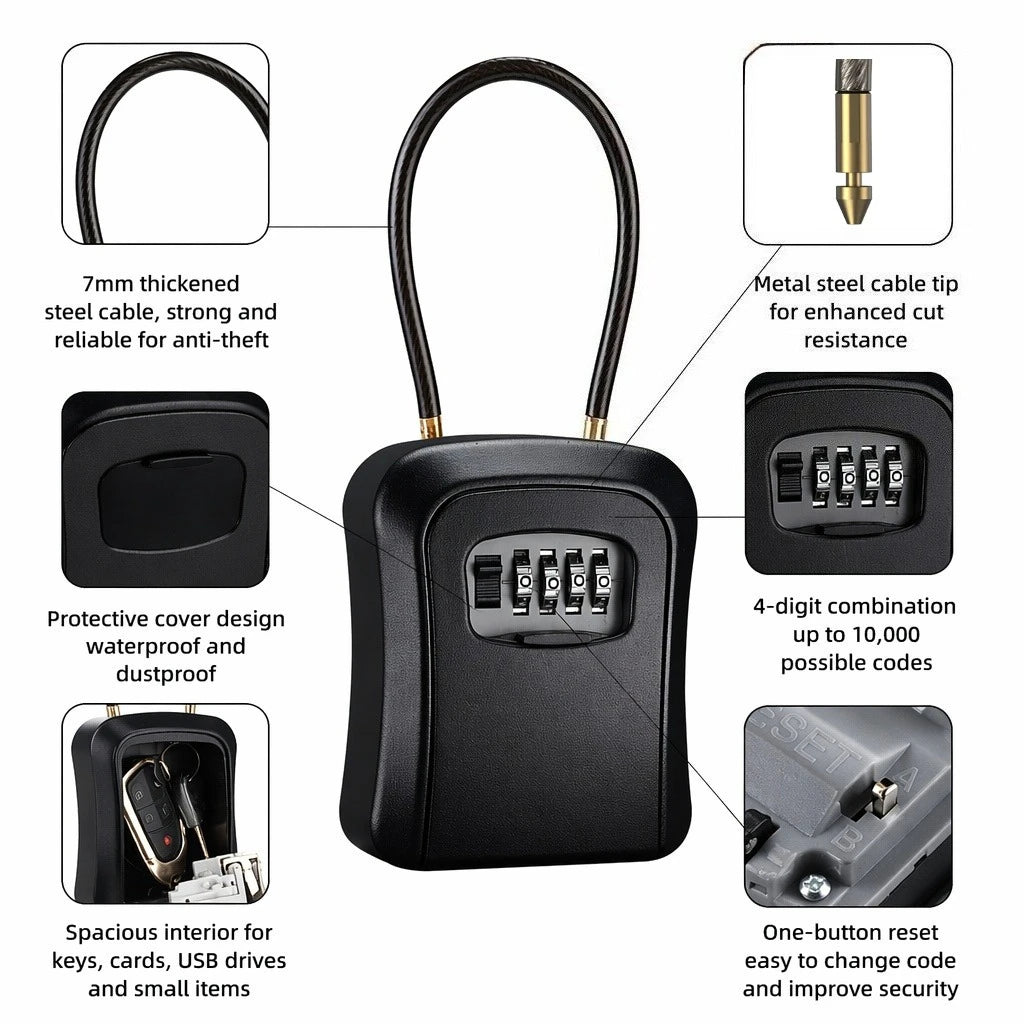 Four-Digit Key Lock Box with Removable Hanger