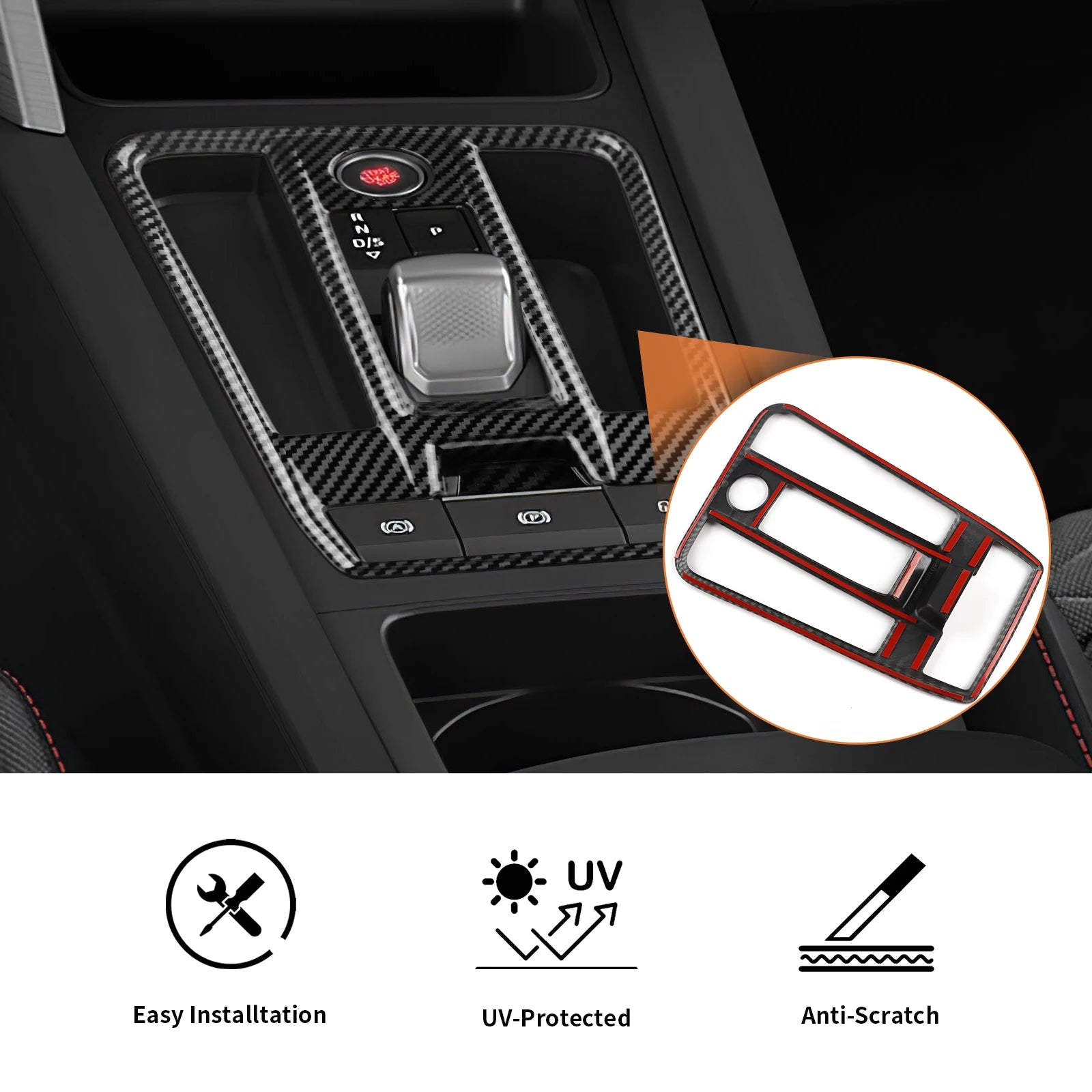 Carbon Fiber Style ABS Gear Trim for Seat Leon and Cupra
