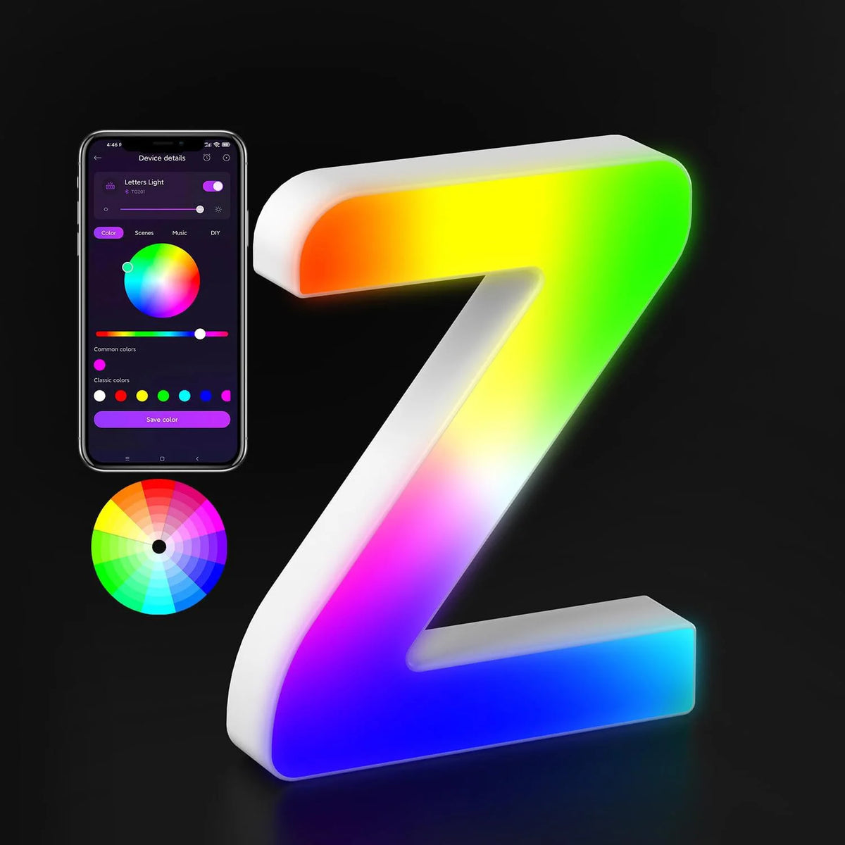 Appstyrt RGB LED-bokstavlampe
