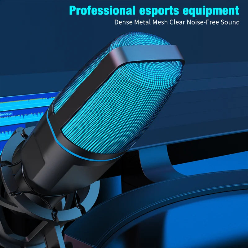 USB Condenser Microphone with RGB Lighting