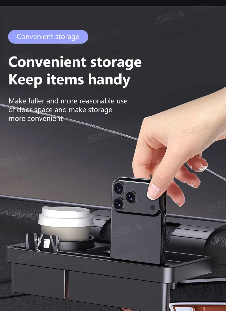SEAMETAL Car Side Door Organizer Large Load-Bearing Hanging Door Storage Box with Cup/Phone Holder Universal Storage Organizer