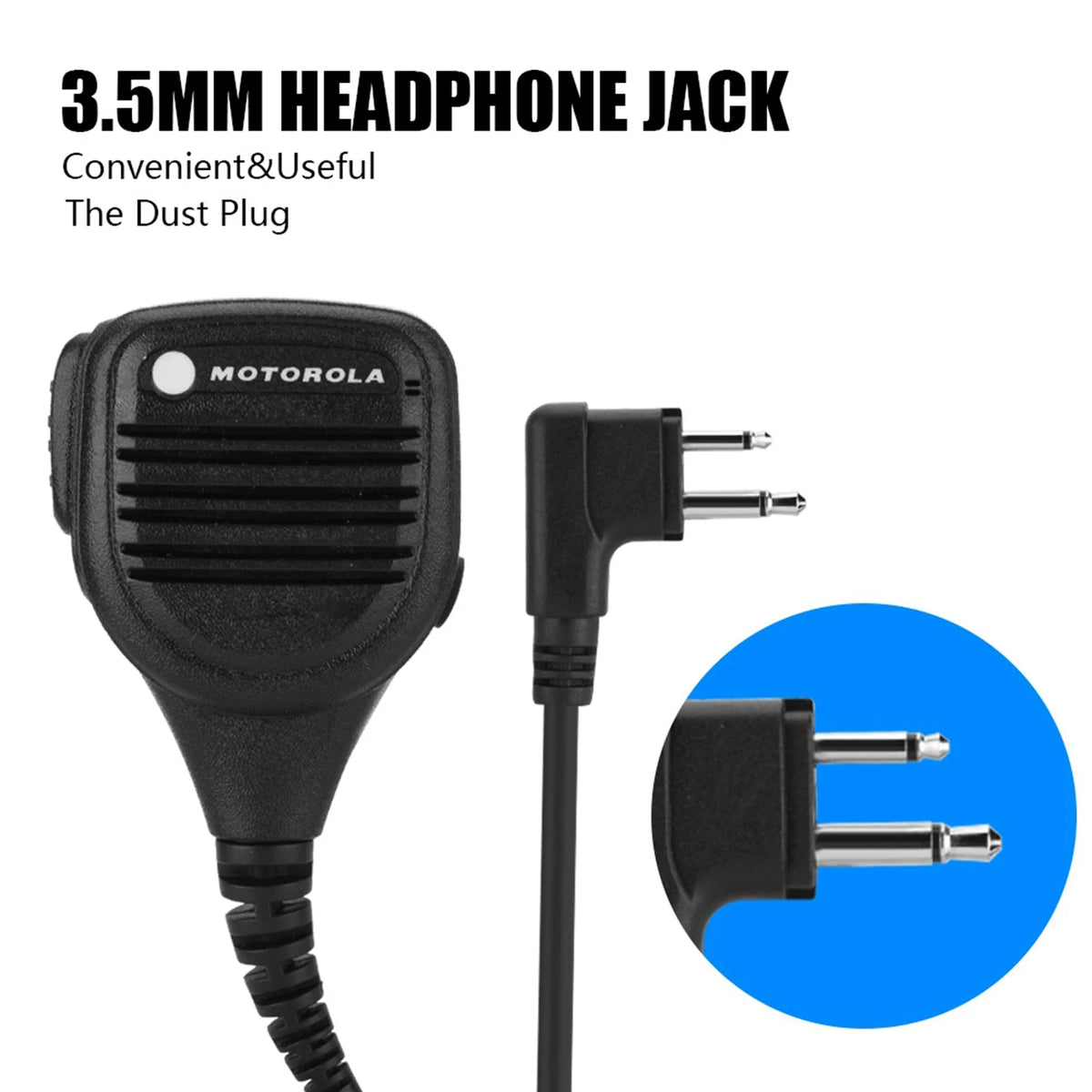 Micrófono de mano para radio walkie-talkie con conector de auriculares de 3,5 mm, altavoz y micrófono, clip de cinturón de acero para