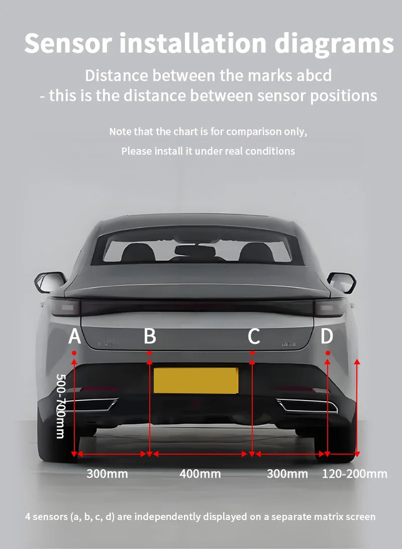 Rearview Mirror Parking Sensor System with 4 Radar Probes