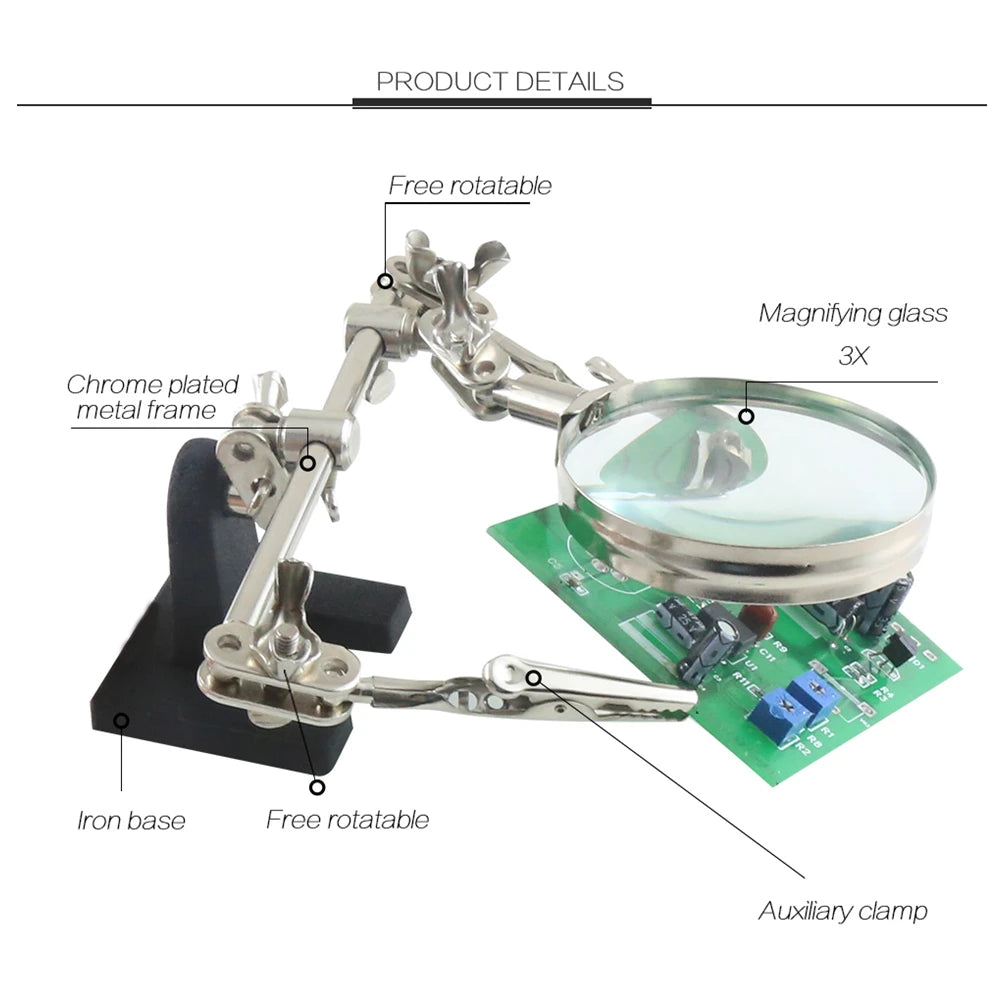 TE-805 Helping-Hands Magnifier with Two Clips