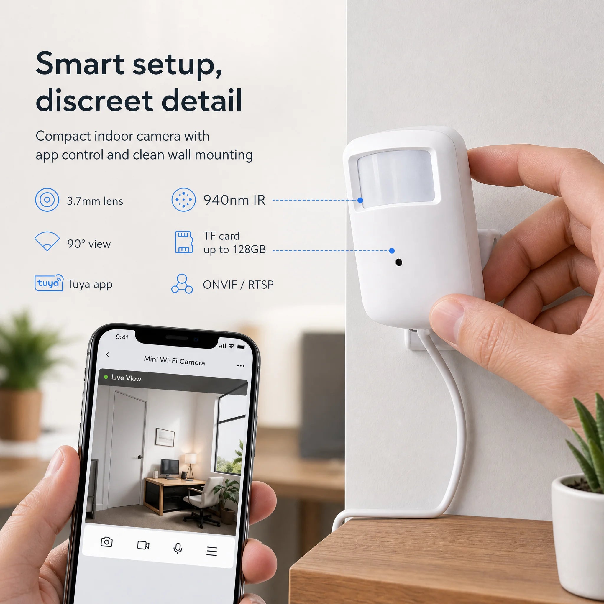 Tuya POE Mini WiFi Security Camera, 2MP/4MP, 2-Way Audio