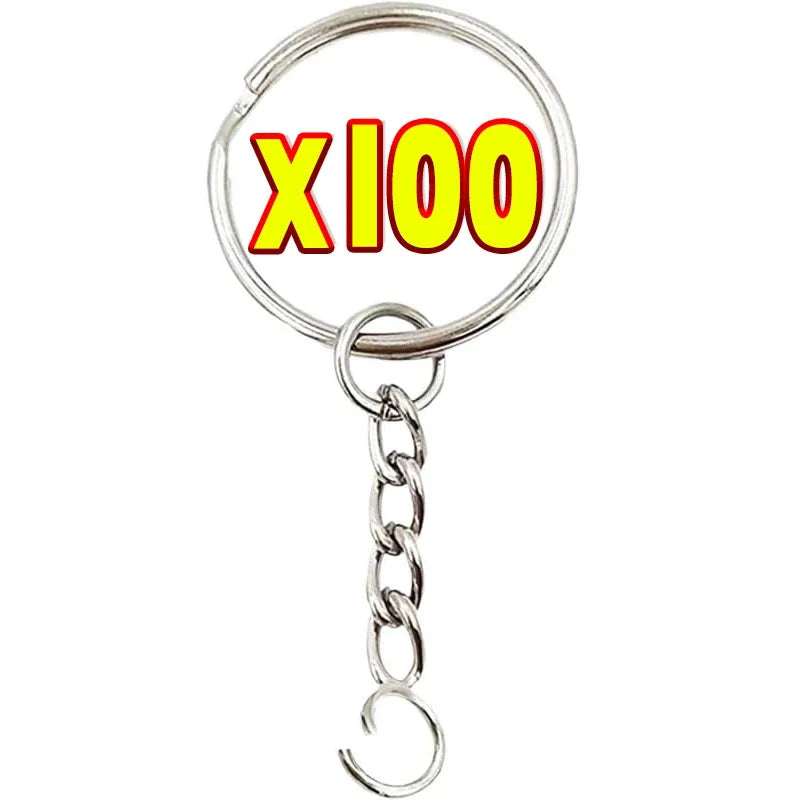 50/200Pcs Stainless Steel Metal Blank Keyring DIY Jewelry Accessories Metal Keychain Ring Hang Chain Car Doll Pendant Hang Chains