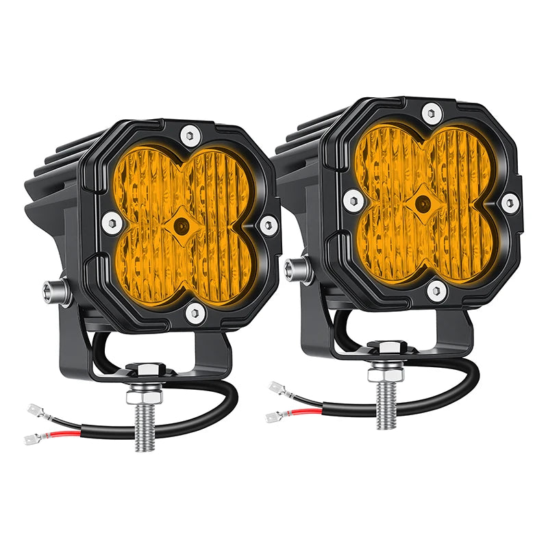 3 inch 30W Amber Yellow White Cube LED Pod Light Spot Flood Combo Beam Work Lights,Off-Road Driving Lamp for ATV, SUV,Motorcycle