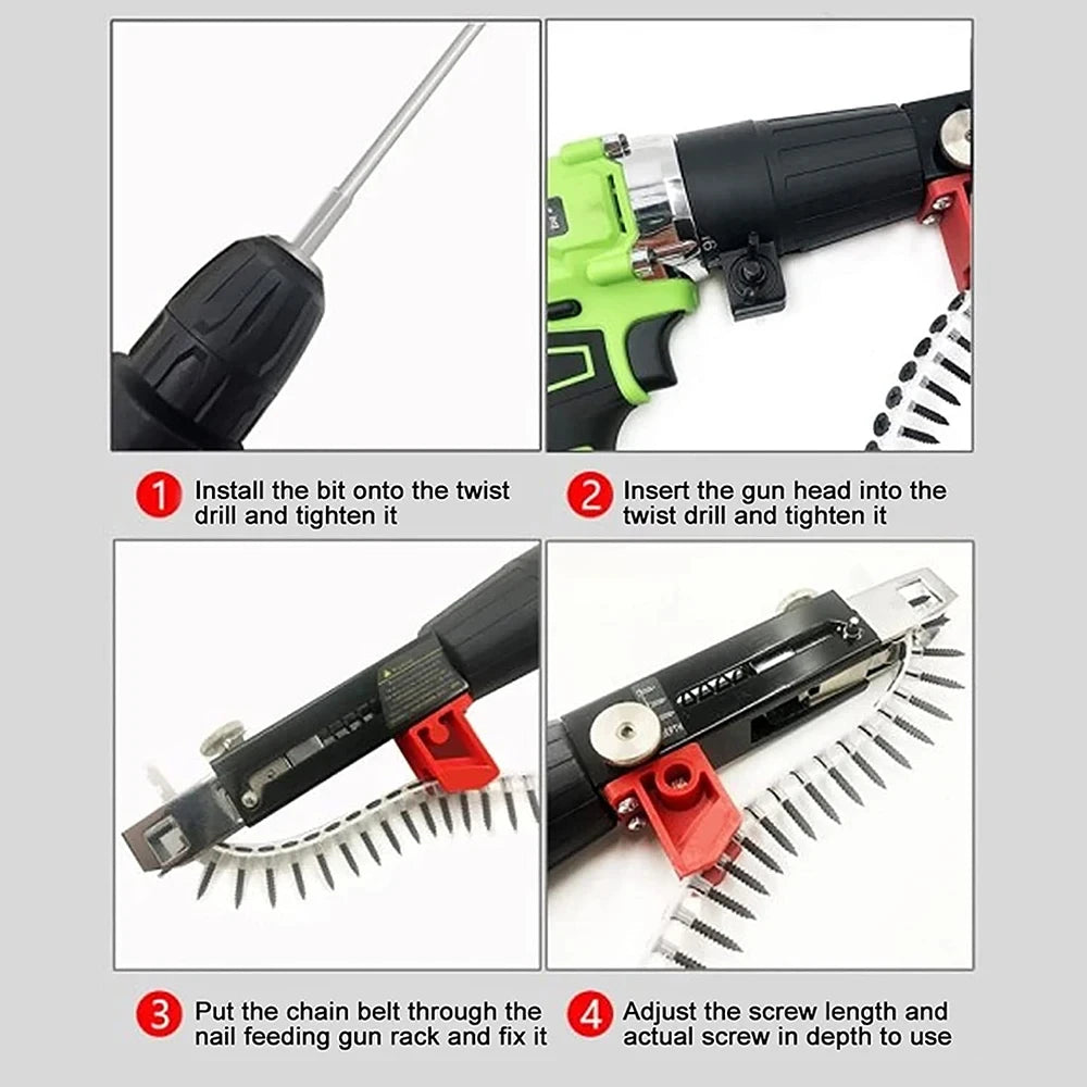 Auto-Feed Screwdriver Attachment for Compatible Drills