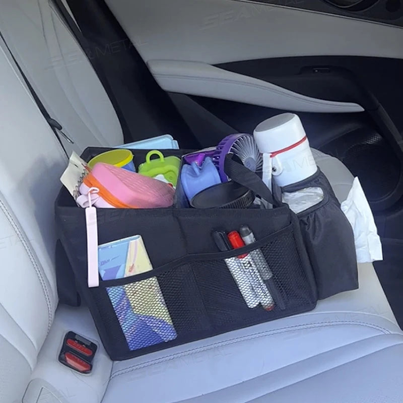 SEAMETAL Foldable Car Seat Organizer Multi-Pocket Large Capacity Storage Bag Universal Cup/Tissue Holder Waterproof Oxford Cloth